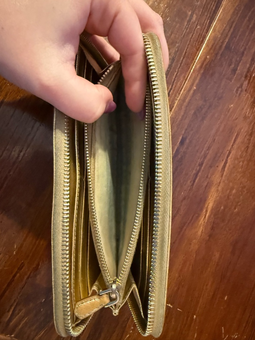 Prada Saffiano Platino Gold Zip-Around Wallet - Picture 8 of 10